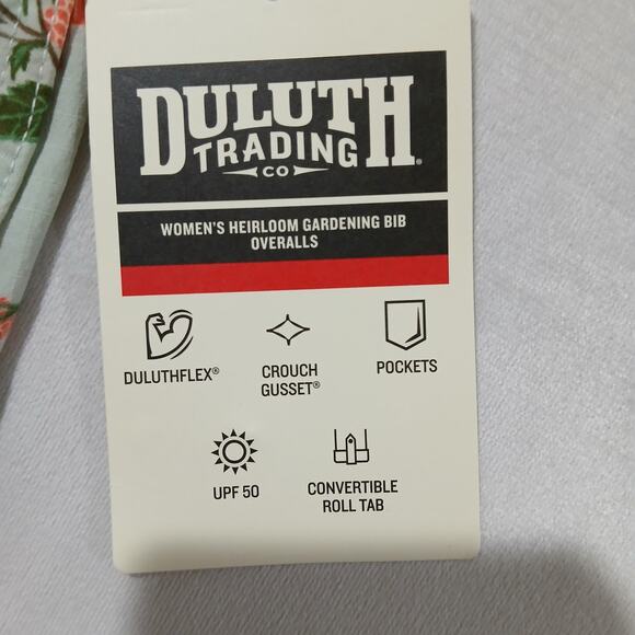 DULUTH TRADING Heirloom Gardening Bib Overalls XS X 31 NWT Mint Summer Dahlia - Picture 9 of 16